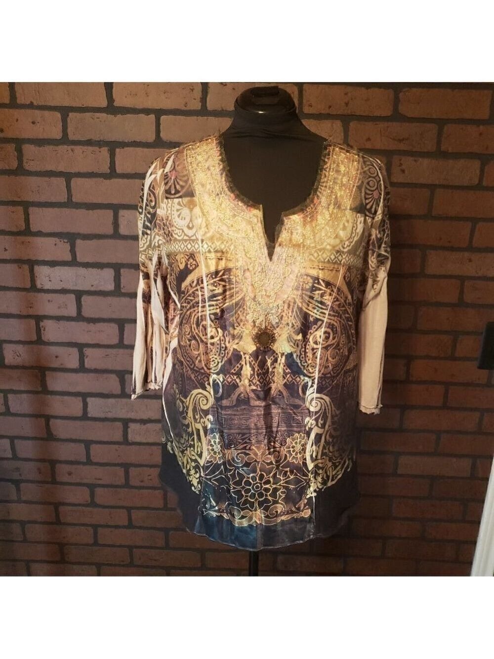 B.L.E.U. Womans Brand - Mixed Material top - Picture 1 of 6